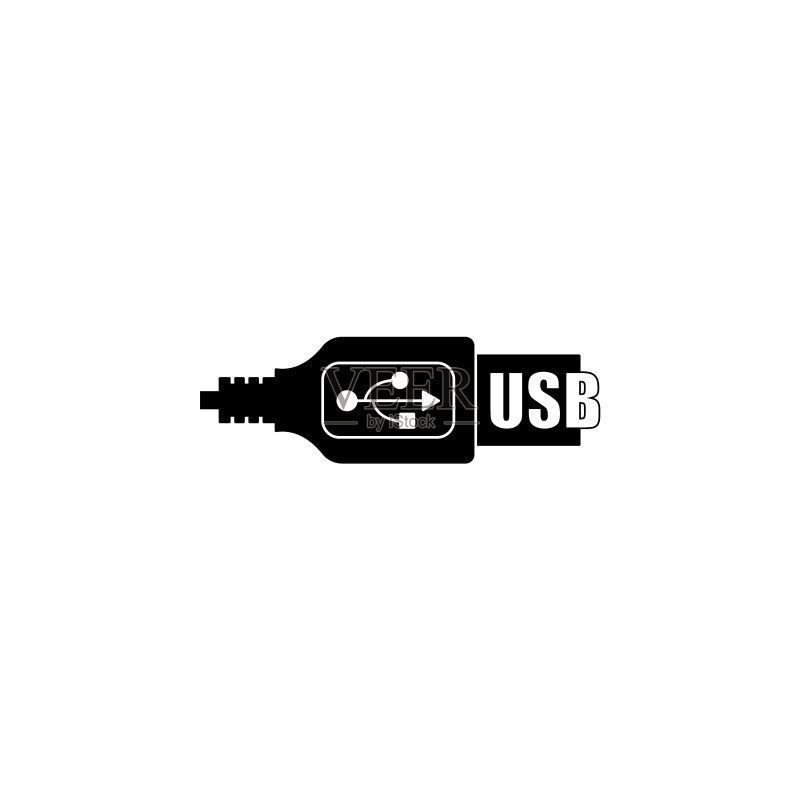 时尚扁平风格的USB图标符号图标素材