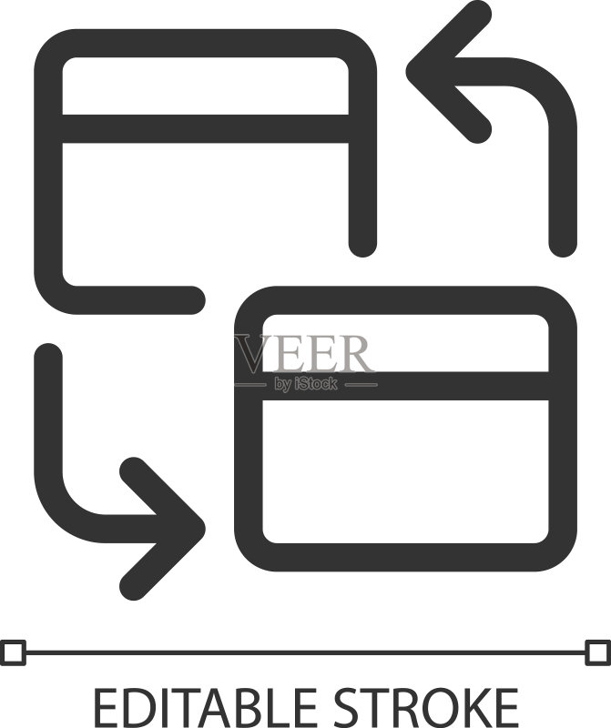 银行内部转账像素完美线性UI图标图标素材