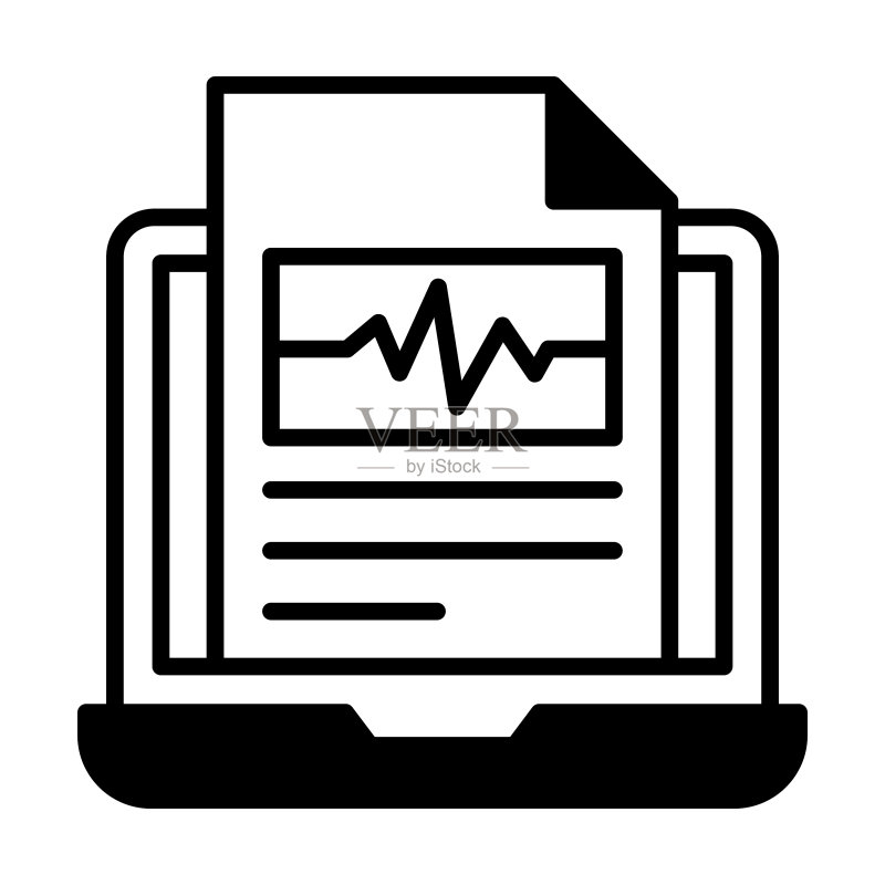 心电图报告现代概念设计图标素材