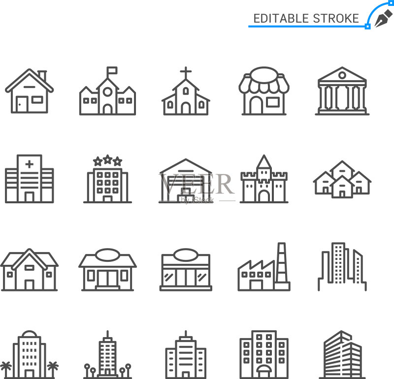 建筑线条图标图标素材