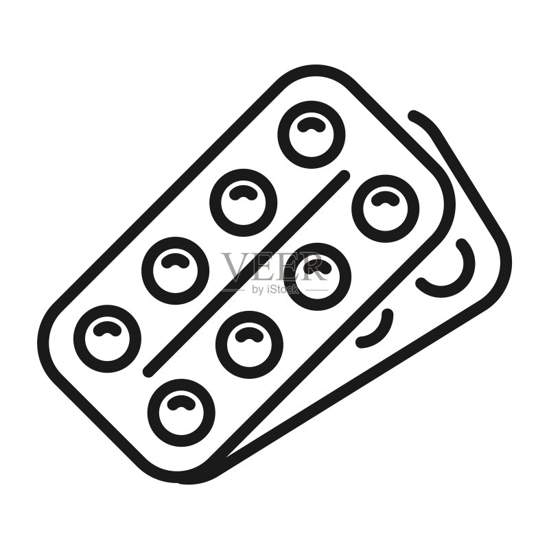 药盒图标,包装药品线条图标素材