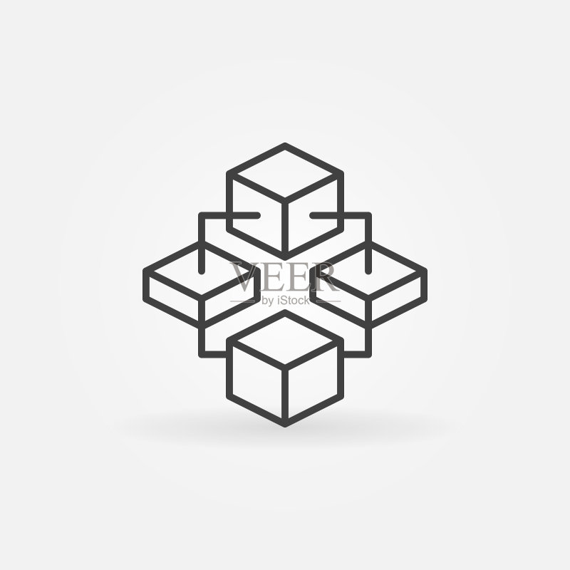区块链技术矢量轮廓图标或Logo元素图标素材