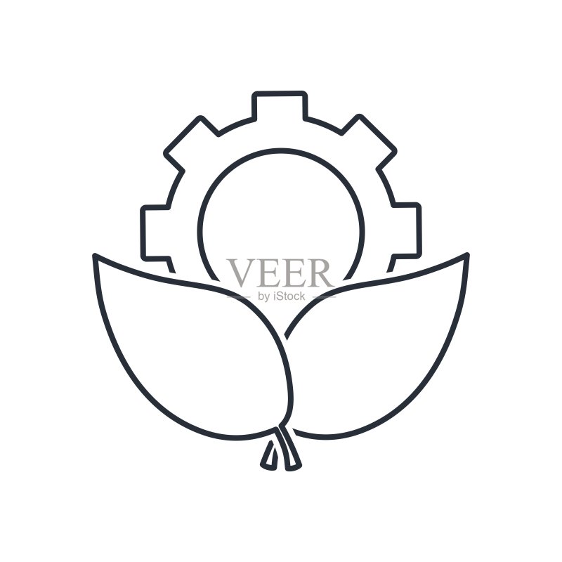 由天然成分制成的技术产品。矢量线性图标,白色背景上隔离图标素材