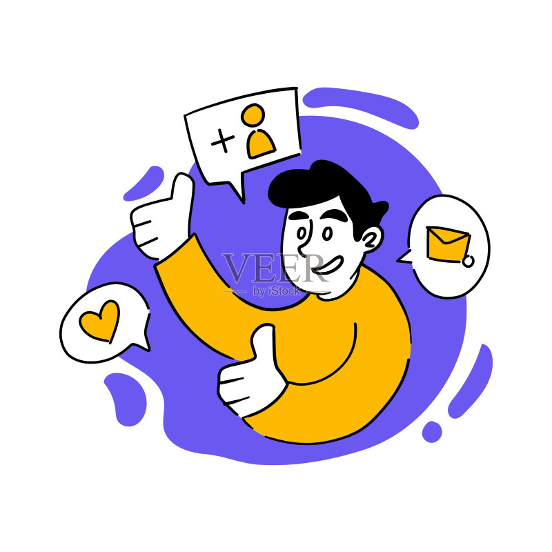 社交媒体用户矢量图:带有APP按钮的男人图标素材