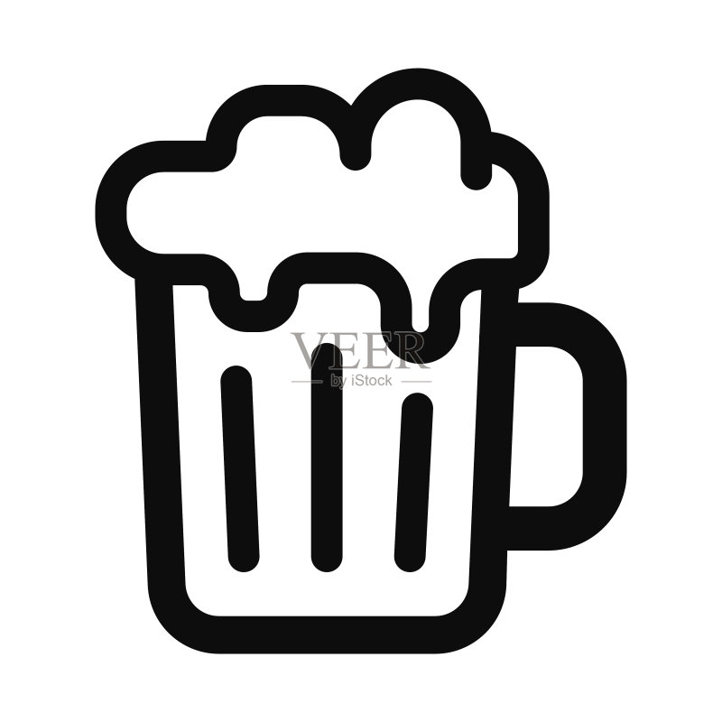 啤酒矢量黑色线条图标图标素材
