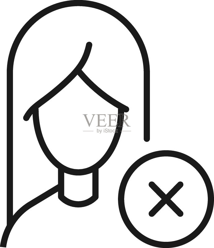 女性的职业、工作、爱好:黑线轮廓标志图标素材