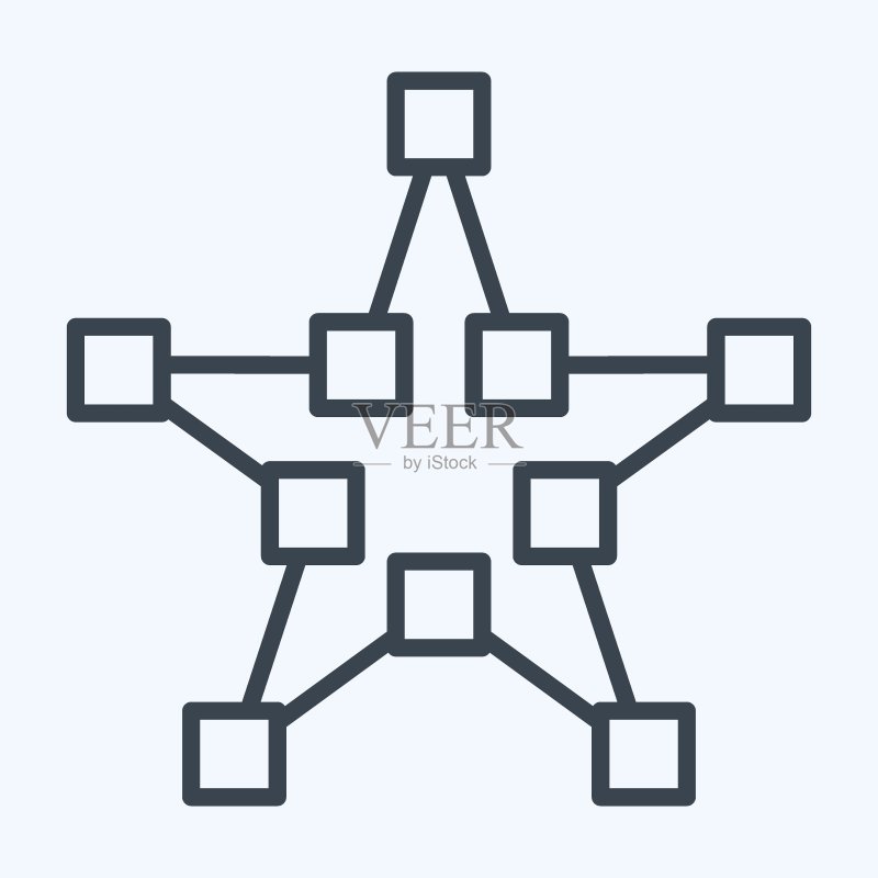 星形绘制图标:平面设计工具,线条风格,简约可编辑矢量图标图标素材