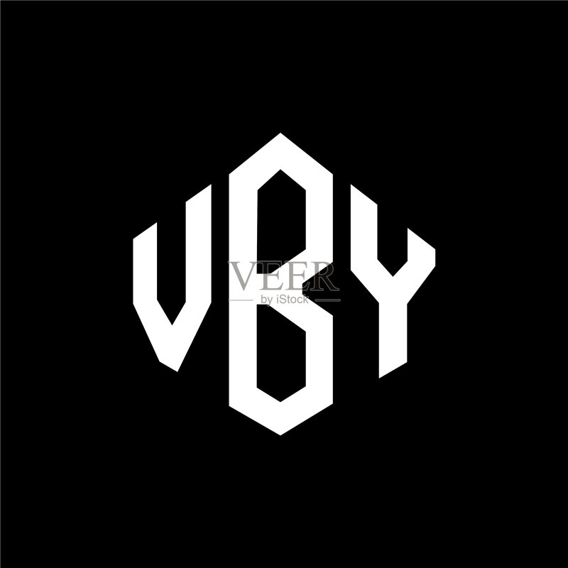 带有多边形形状的VBY字母组合标志设计图标素材