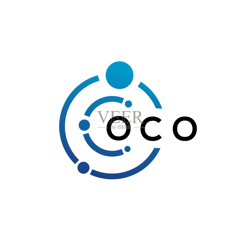 白色背景上的OCO字母技术标志设计图标素材