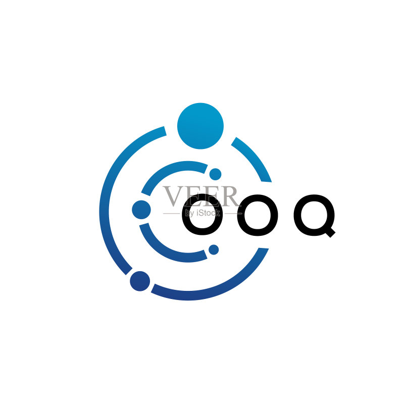 白色背景上的ooq字母科技标志设计图标素材