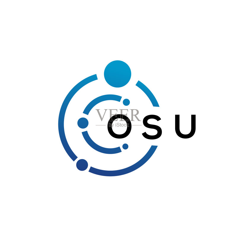 白色背景上的OSU字母科技标志设计图标素材