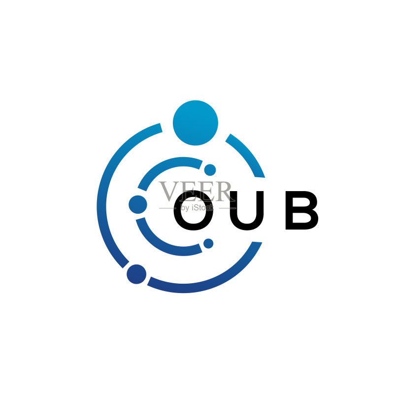 白色背景上的OUB字母科技标志设计图标素材