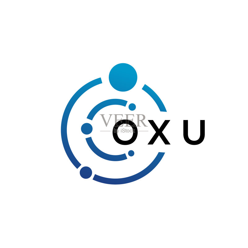 白色背景上的OXU字母技术标志设计图标素材