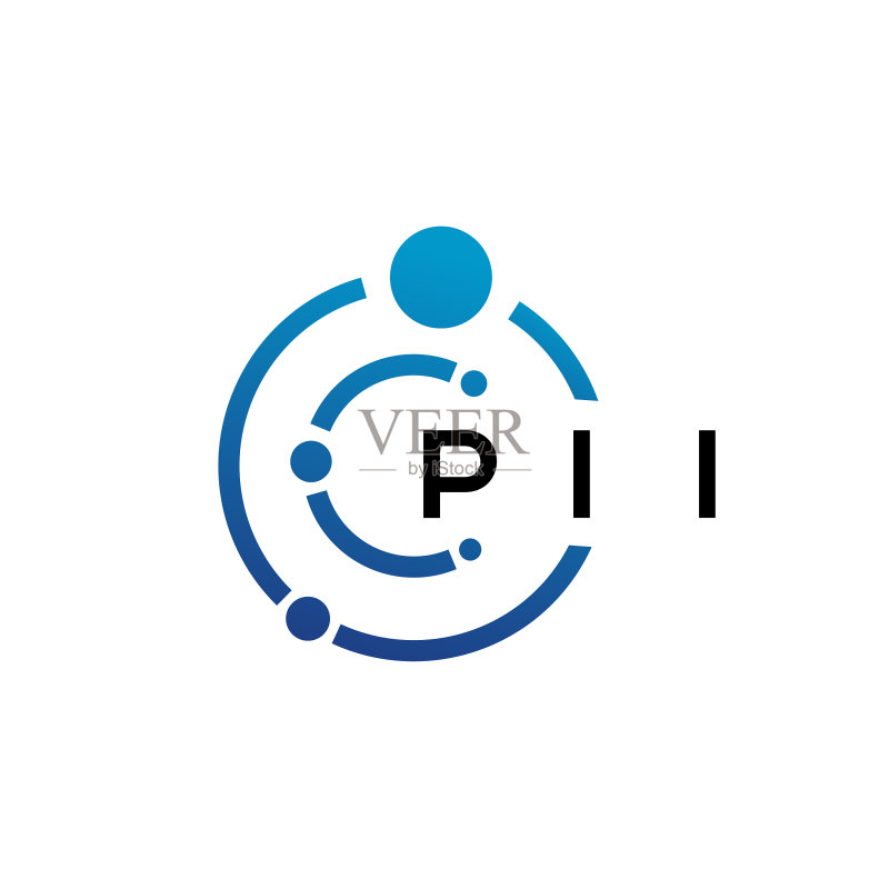白色背景上的PII字母科技LOGO设计图标素材