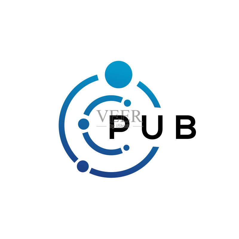 白色背景上的PUB字母科技标志设计图标素材