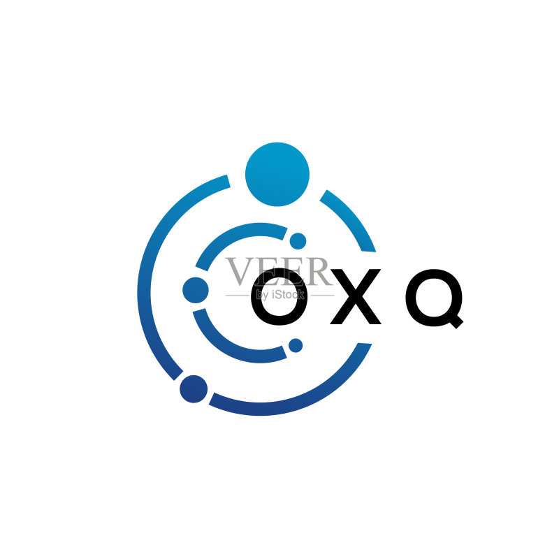白色背景上的OXQ字母科技标志设计图标素材