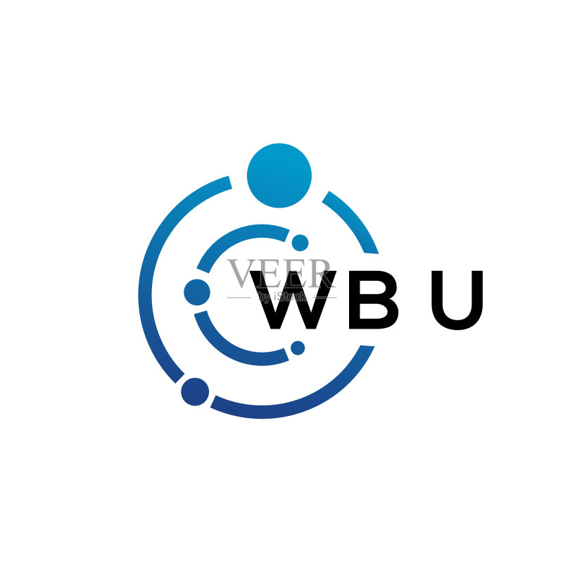 白色背景上的WBU字母科技标志设计图标素材
