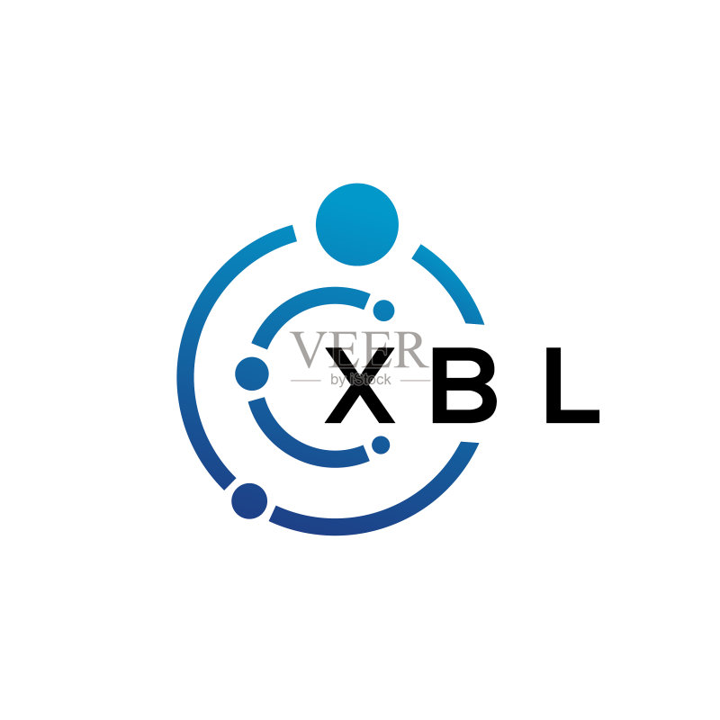 白色背景上的XBL字母科技标志设计图标素材
