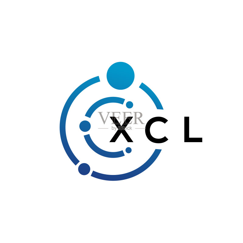 白色背景上的XCL字母科技标志设计图标素材