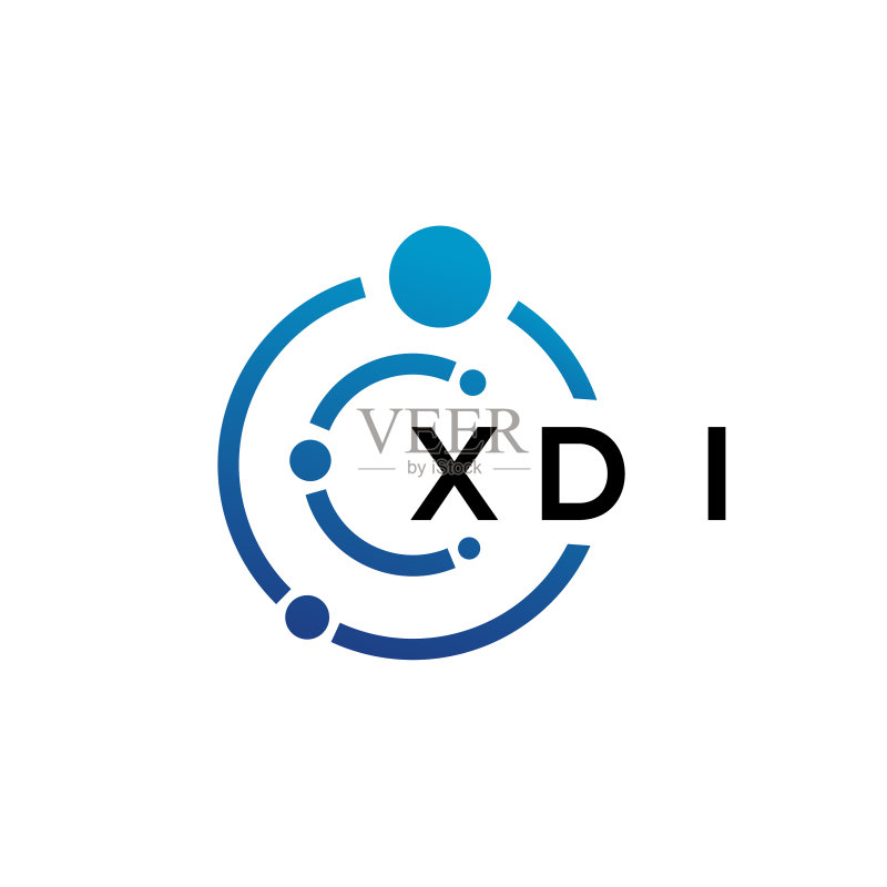 白色背景上的XDI字母科技标志设计图标素材