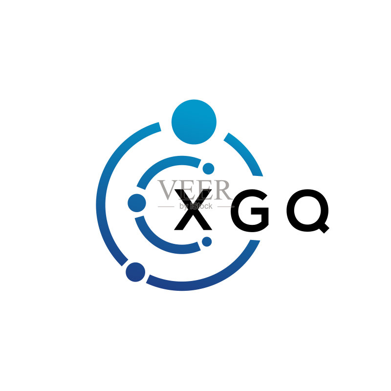白色背景上的XGQ字母科技标志设计图标素材