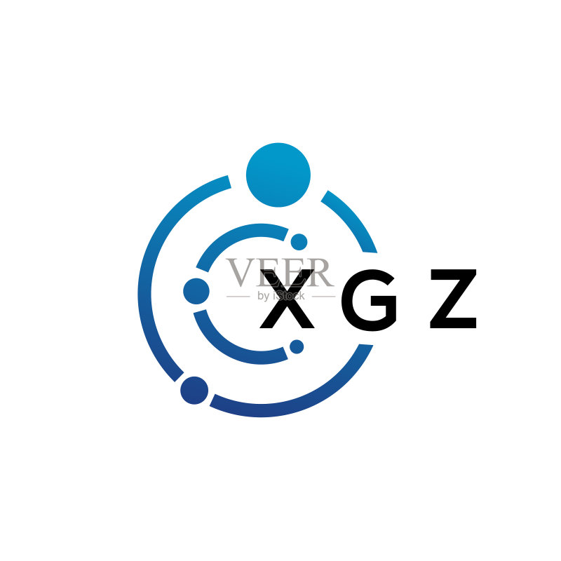 白色背景上的XGZ字母科技标志设计图标素材