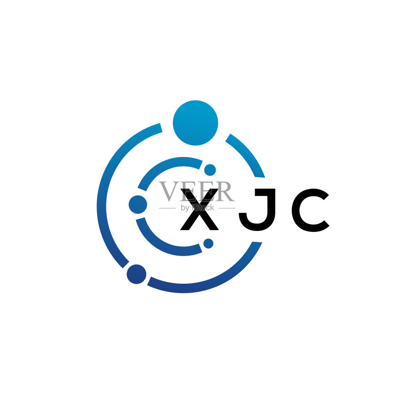 白色背景上的XJC字母科技标志设计图标素材