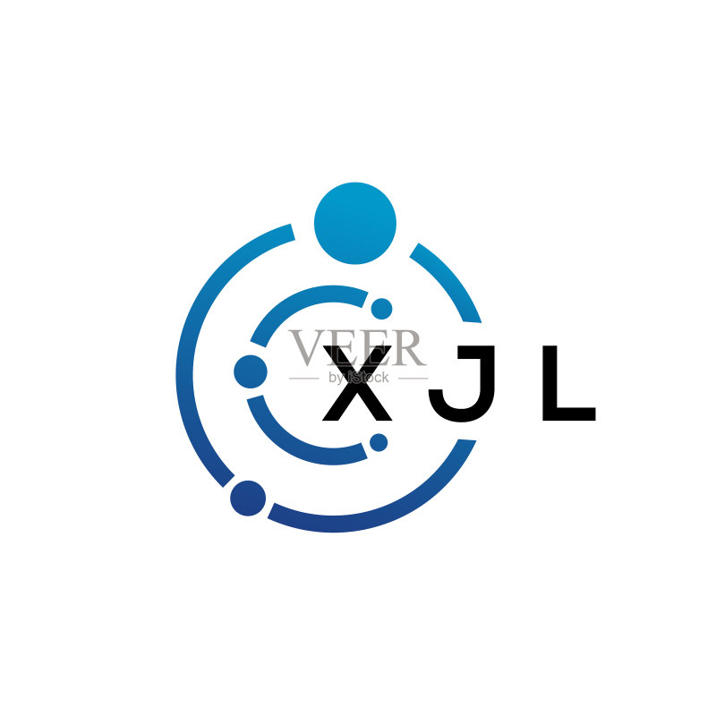 白色背景上的XJL字母科技标志设计图标素材