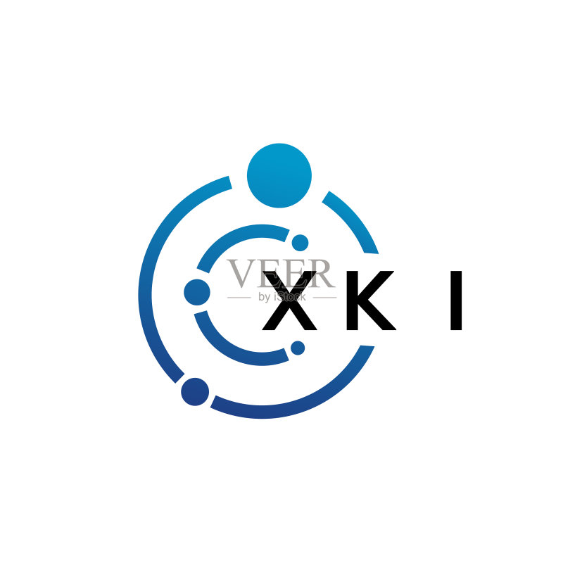 白色背景上的XKI字母技术标志设计图标素材