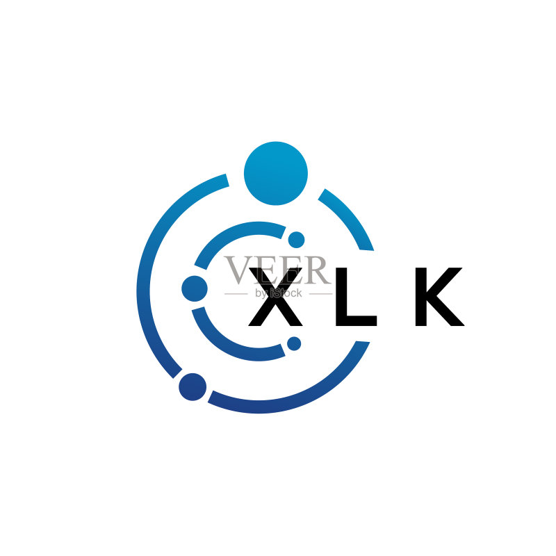 白色背景上的 Xlk 字母科技标志设计图标素材