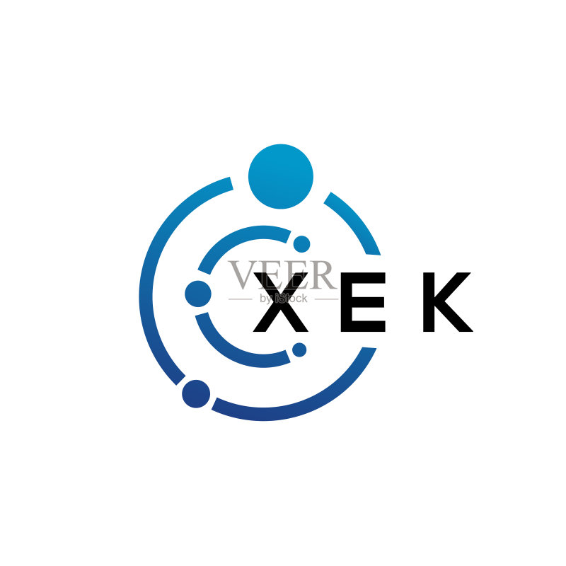 白色背景上的XEK字母科技标志设计图标素材