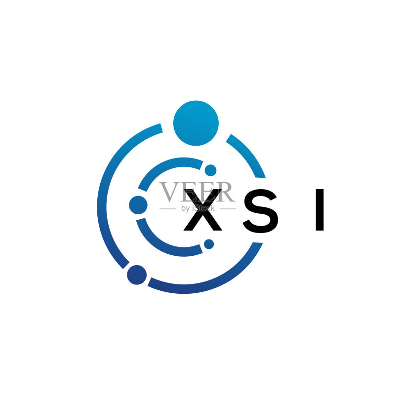 白色背景上的XSI字母科技标志设计图标素材