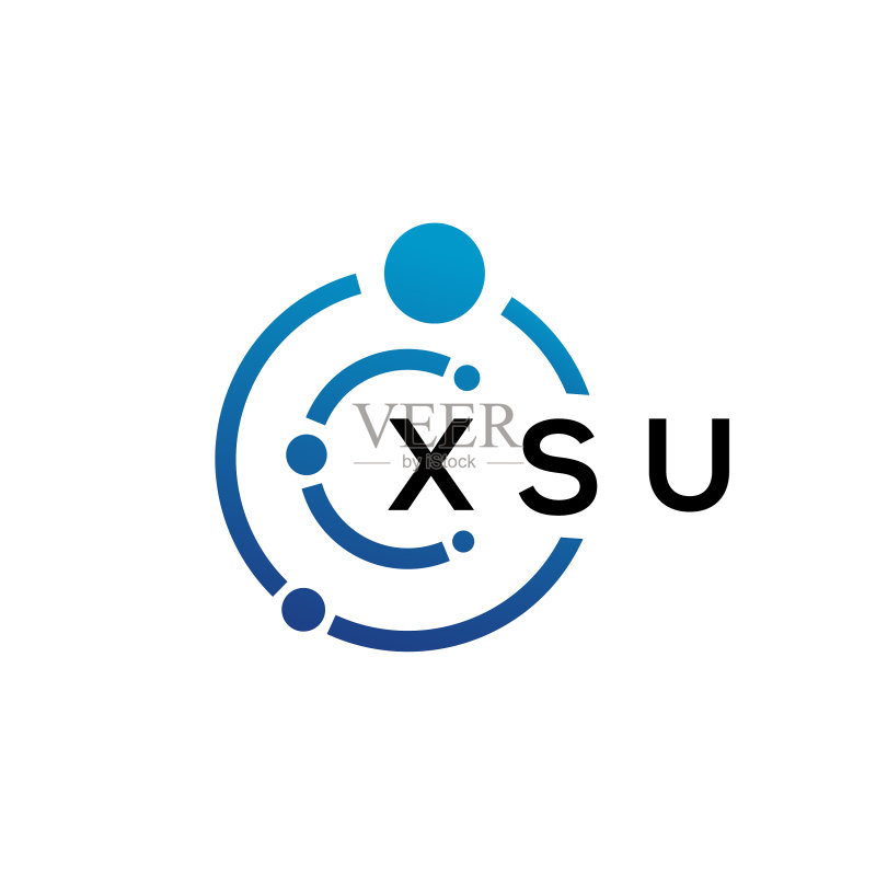 白色背景上的XSU字母科技Logo设计图标素材