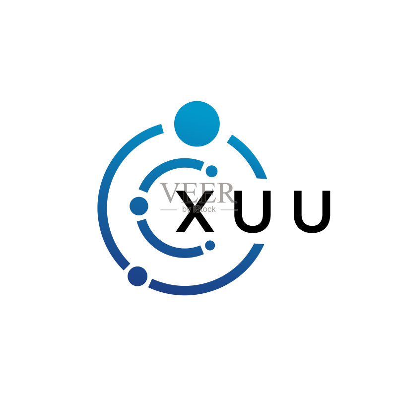 白色背景上的XUU字母科技标志设计图标素材
