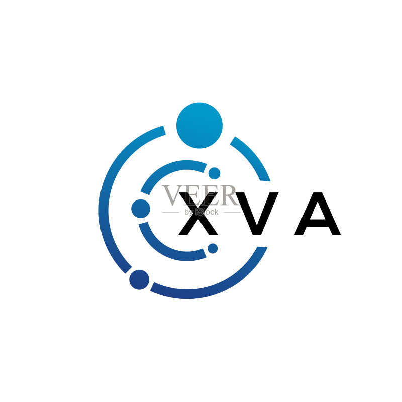 白色背景上的XVA字母科技标志设计图标素材