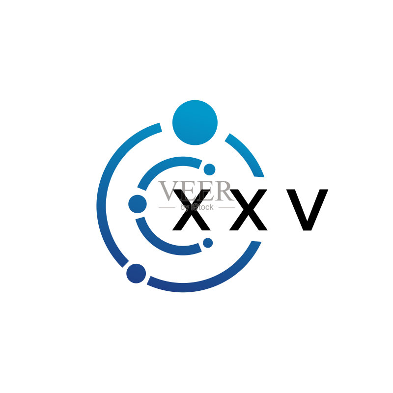 白色背景上的XXV字母科技标志设计图标素材