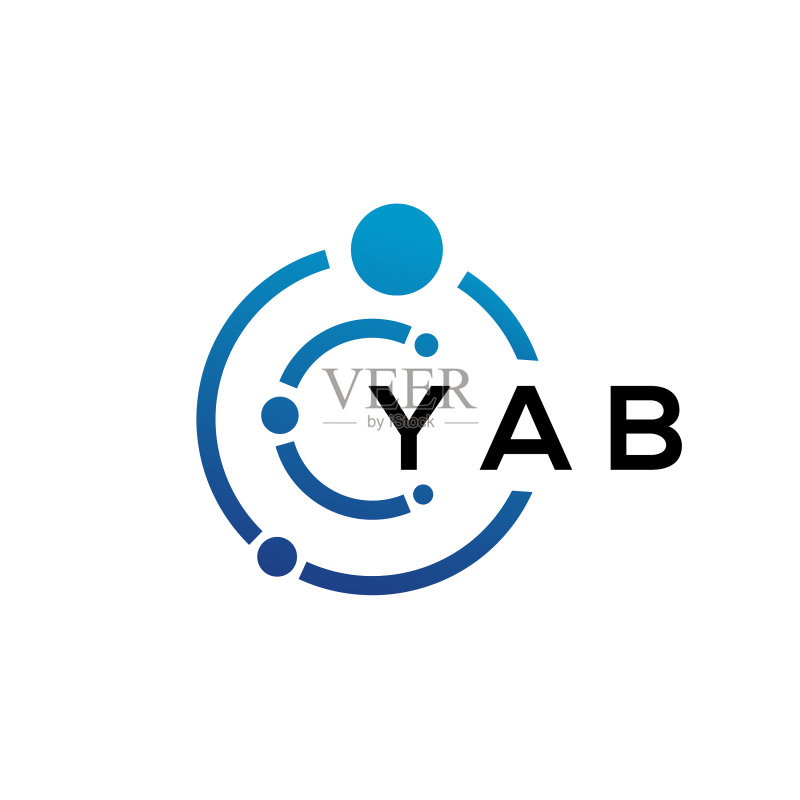 白色背景上的YAB字母科技标志设计图标素材