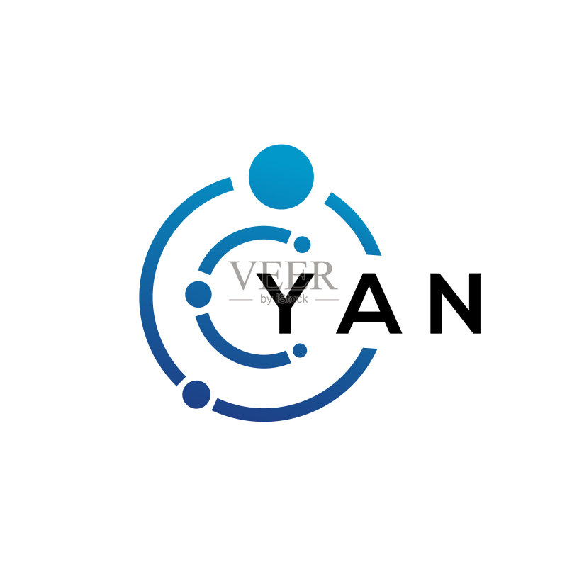 白色背景上的YAN字母科技标志设计图标素材