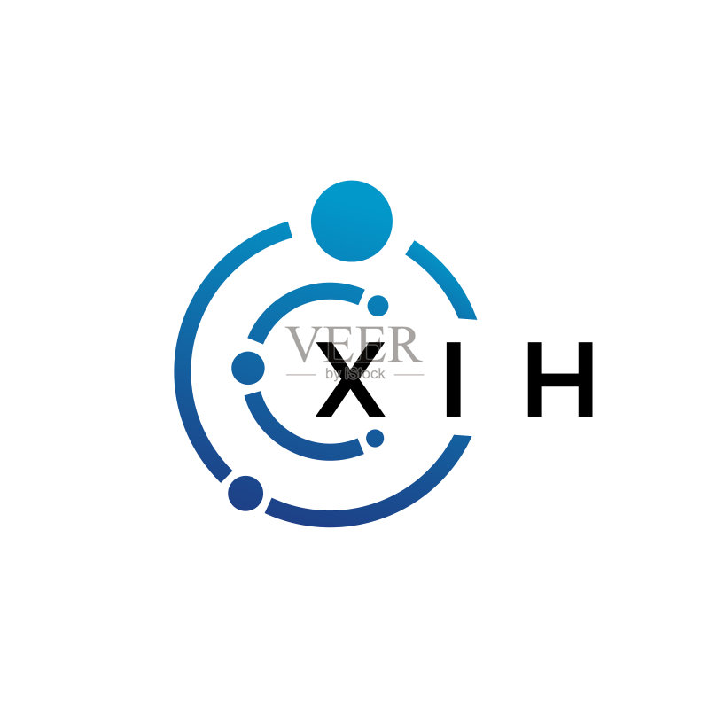 白色背景上的XIH字母科技标志设计图标素材