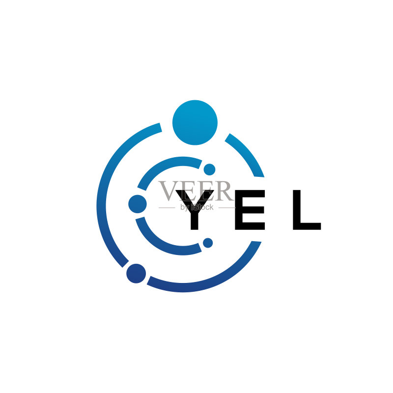 白色背景上的YEL字母科技标志设计图标素材