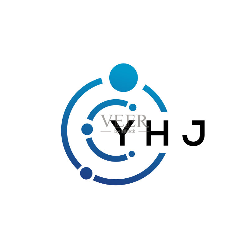 YHJ字母科技Logo设计,白色背景图标素材