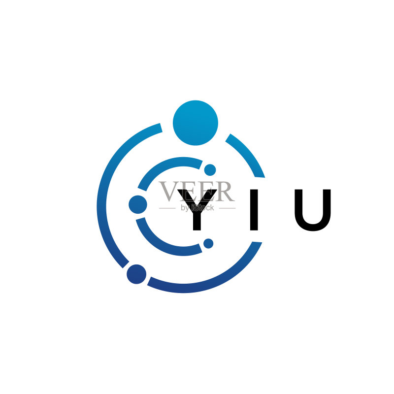 白色背景上的YIU字母科技标志设计图标素材