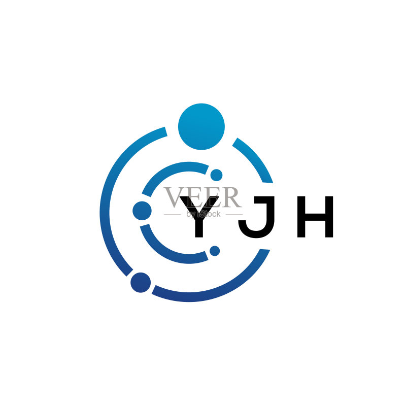白色背景上的YJH字母科技标志设计图标素材