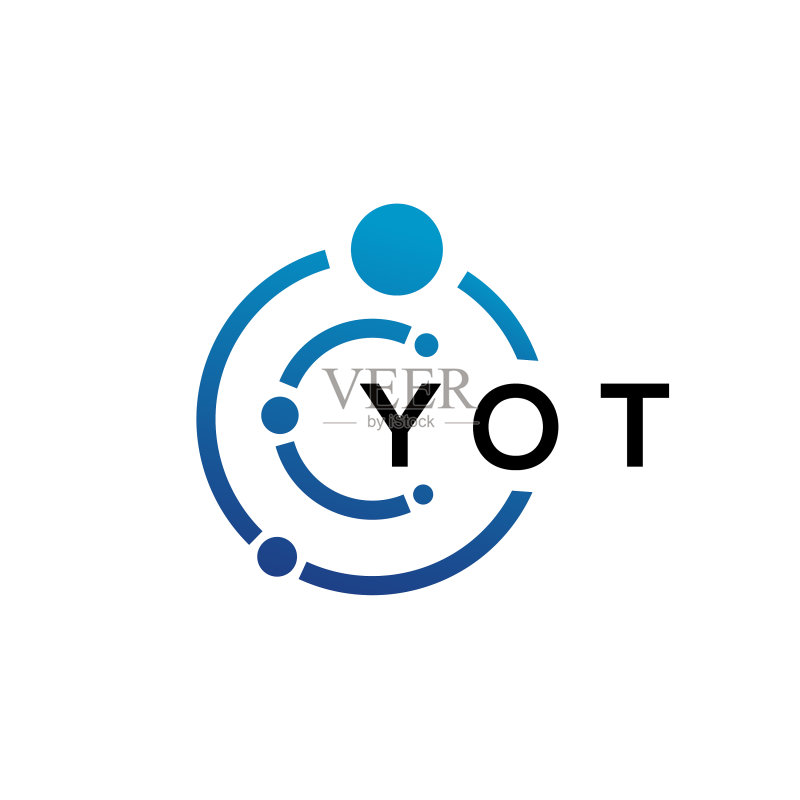白色背景上的YOT字母科技标志设计图标素材