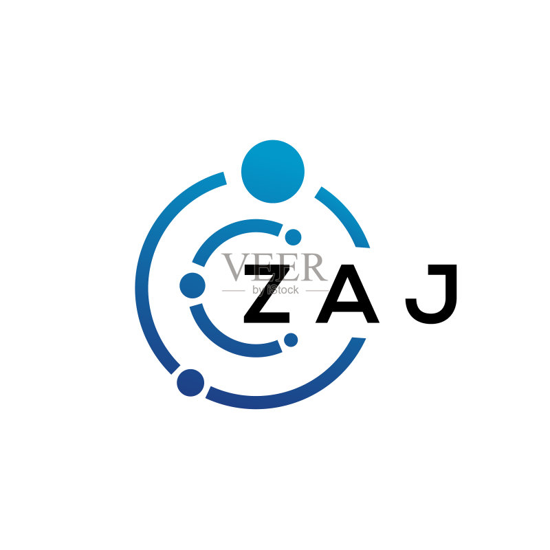 白色背景上的Zaj字母科技logo设计图标素材