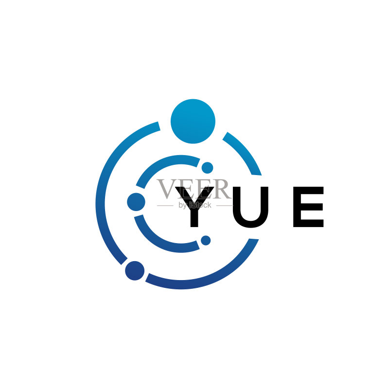 白色背景上的Yue字母科技标志设计图标素材