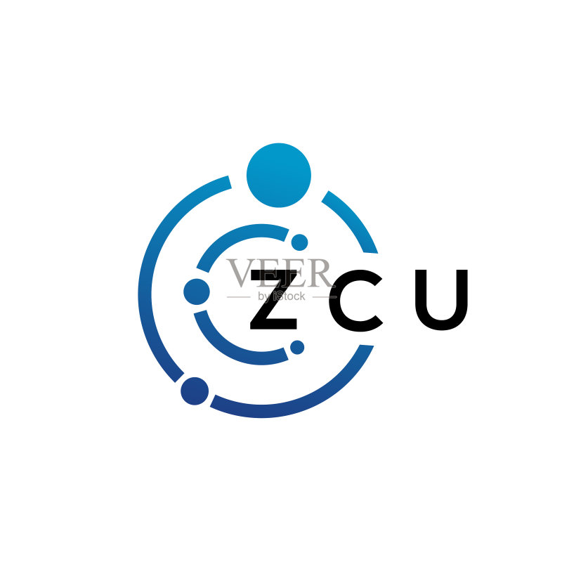 白色背景上的ZCU字母科技标志设计图标素材
