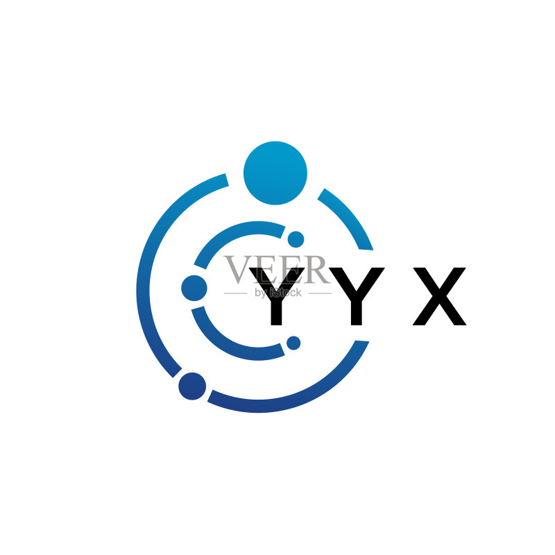 白色背景上的YYX字母科技标志设计图标素材