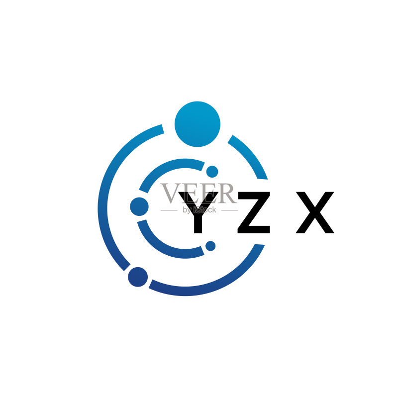 白色背景上的YZX字母科技标志设计图标素材