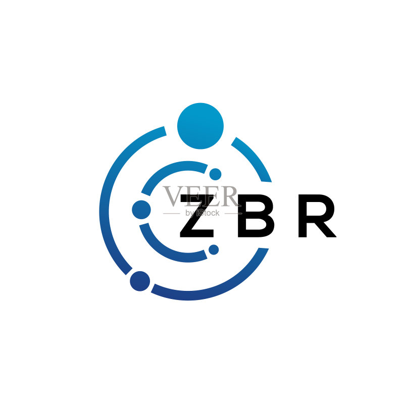 白色背景上的ZBR字母科技logo设计图标素材
